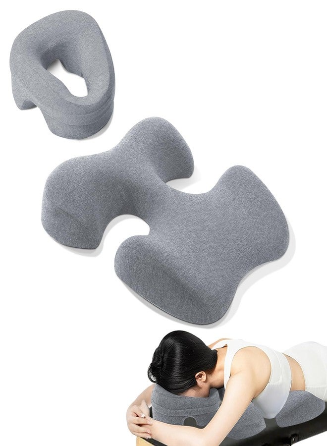 TOROKOM Breast Pillow for Massage, Massage Bolster Face Down Pillow for Sleeping Washable Soft Head Cushion and Chest Cushion for SPA Home Gray - Image 1